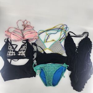 Swim bundle medium black striped athleta Victoria's Secret bikini suit summer